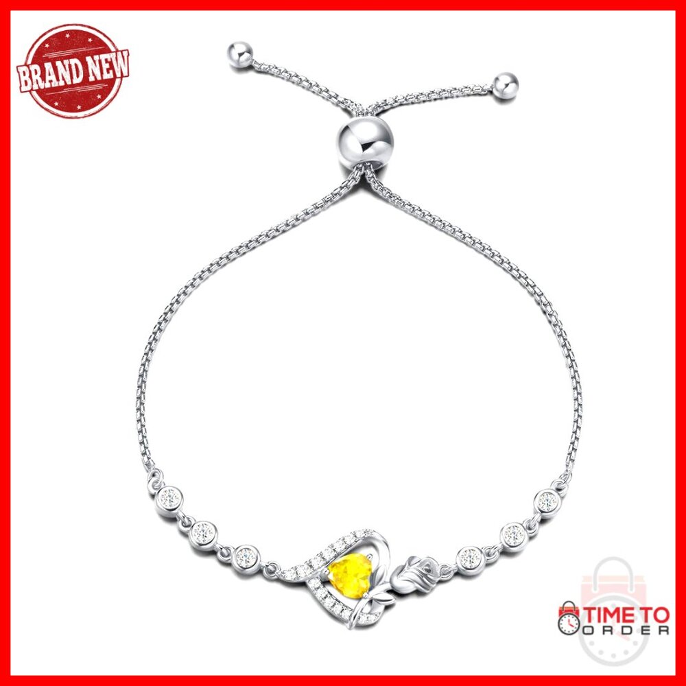 Sterling Silver Tennis Bracelet With Heart Pendant Elegant Minimal Chic Jewelry